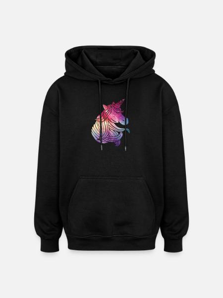 unicorn glitter - Oversized Unisex Hoodie - black