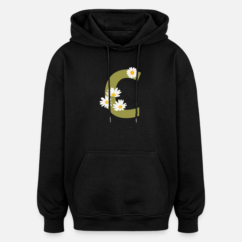 Buchstabe c grüne Gänseblümchen - Oversized Unisex Hoodie - Schwarz