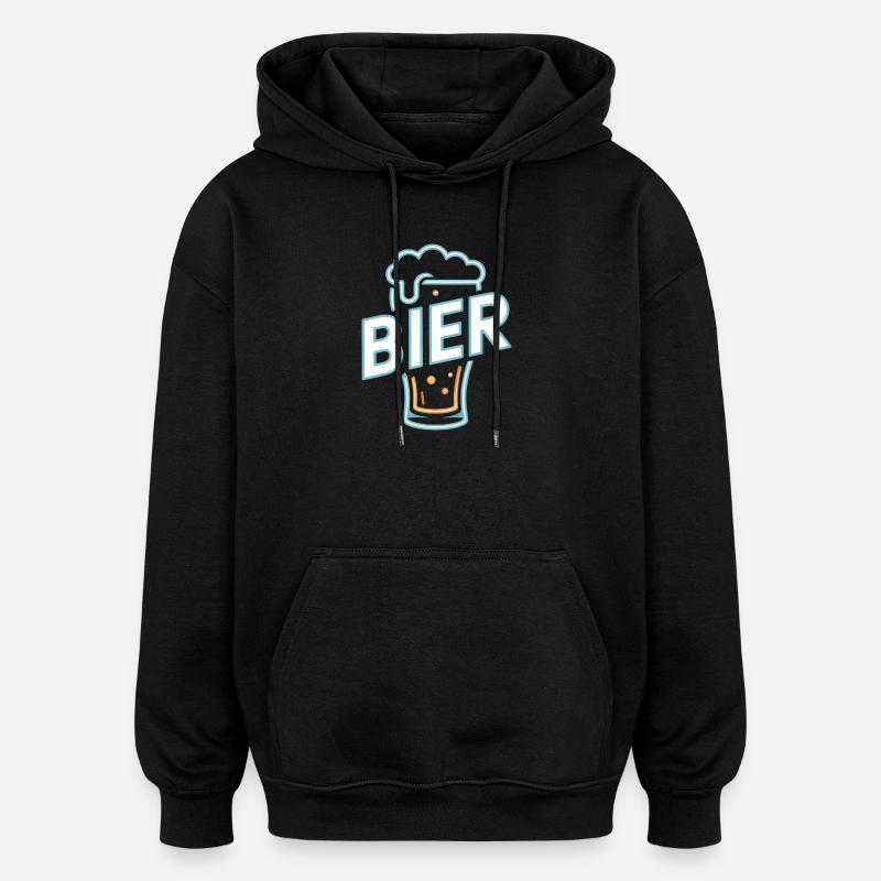 Bier - Cool Beer Logo - Sweat à capuche oversize unisexe - noir