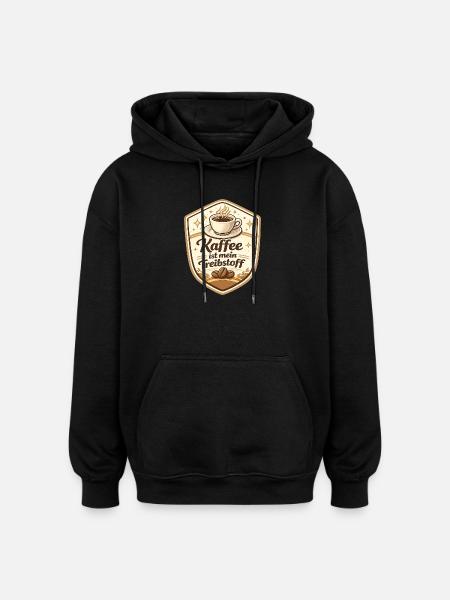 Kaffee ist mein Treibstoff Badge - Oversized Unisex Hoodie - Schwarz