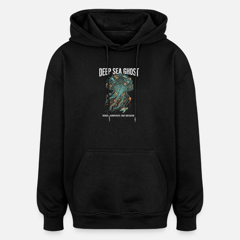 Plastique des profondeurs marines - Sweat à capuche oversize unisexe - noir