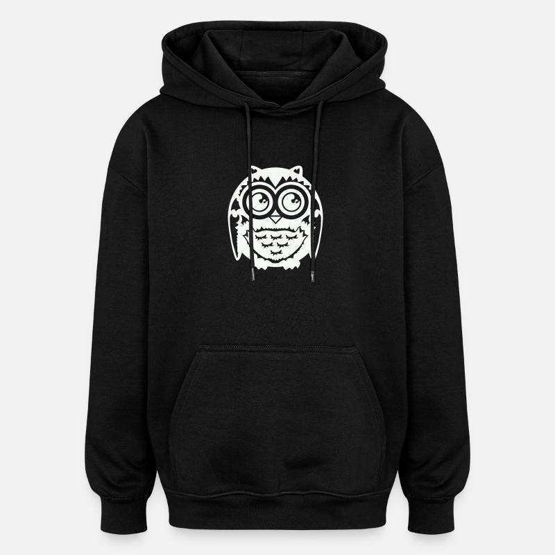 Hibou - Sweat à capuche oversize unisexe - noir