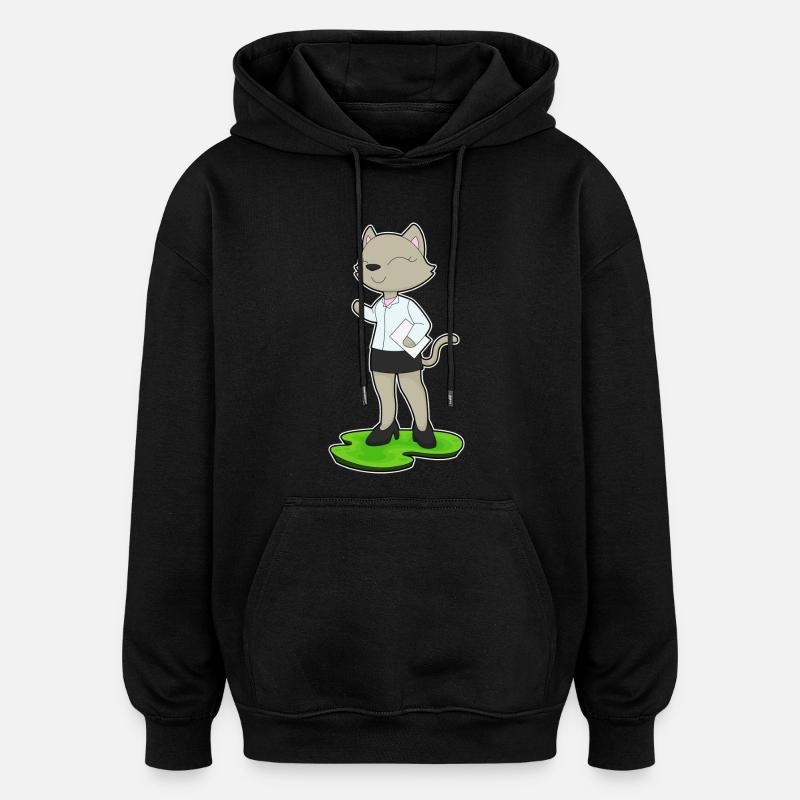 Note du secrétaire Cat - Sweat à capuche oversize unisexe - noir