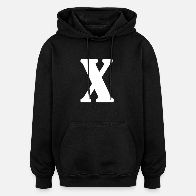 X - Sweat à capuche oversize unisexe - noir