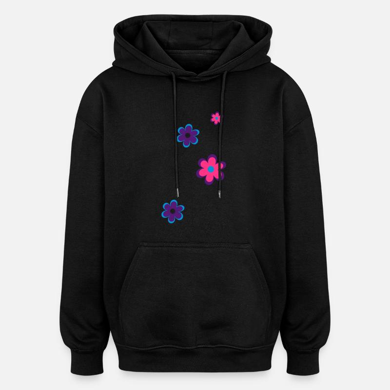 Blumen - Oversized Unisex Hoodie - Schwarz