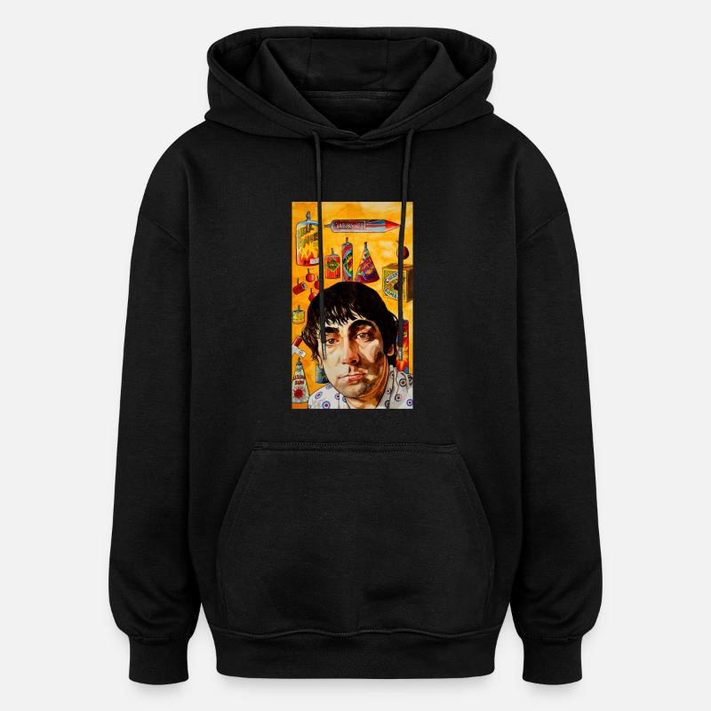 Papier tactile bleu clair - Sweat à capuche oversize unisexe - noir