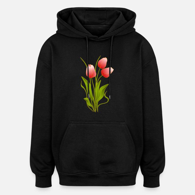 Fleur - Sweat à capuche oversize unisexe - noir