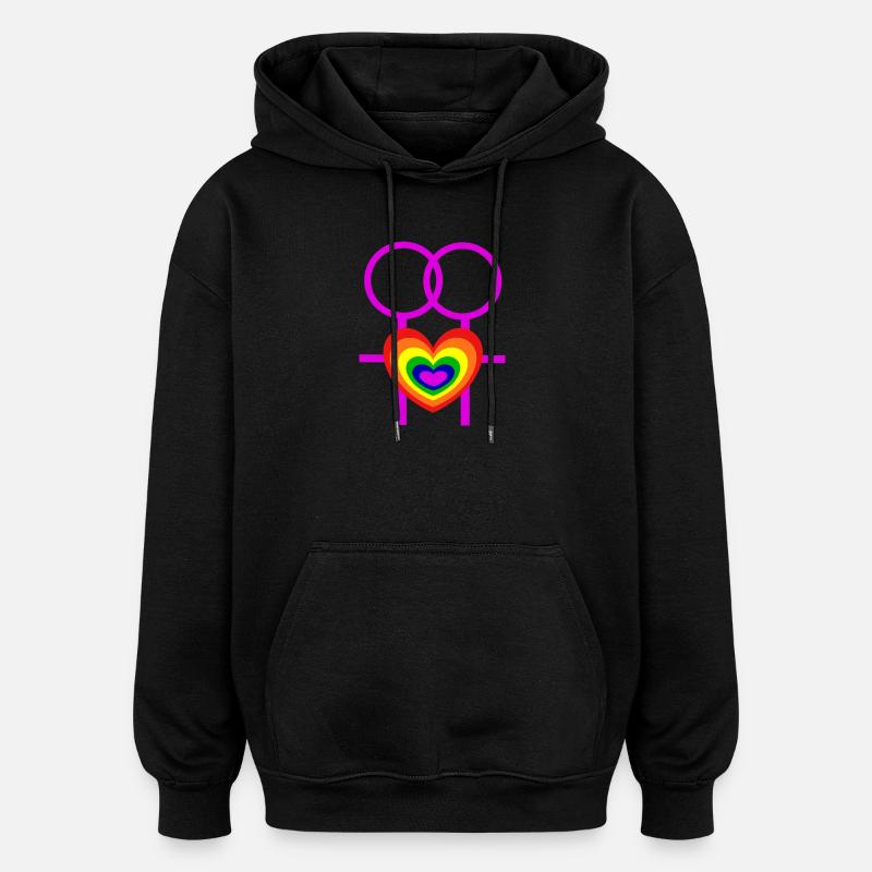donne lesbiche simboli femminili CSD - Felpa con cappuccio unisex oversize - nero