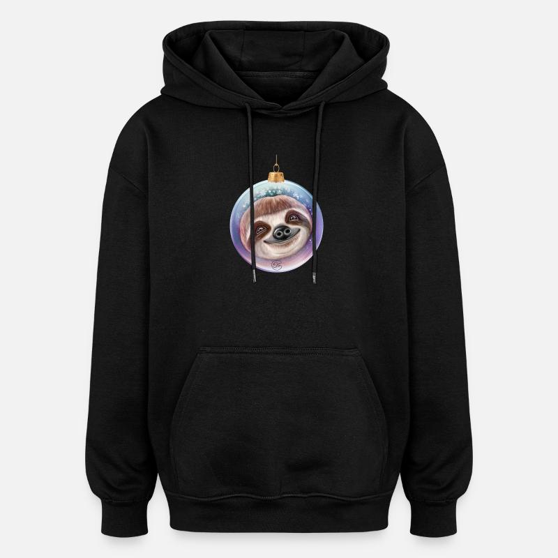 Weihnachten Faultier Weihnachtskugel Santa - Oversized Unisex Hoodie - Schwarz