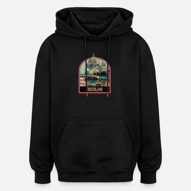 Vue Dôme Cathédrale Berlin et Spree - Sweat à capuche oversize unisexe - noir