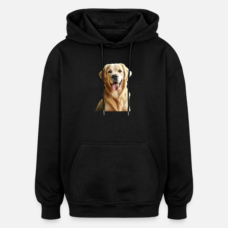Un Golden Retriever heureux - Sweat à capuche oversize unisexe - noir