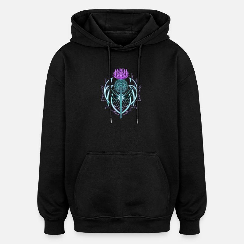 Distel Schild Celtic Knots Thistle Lover - Oversized Unisex Hoodie - Schwarz