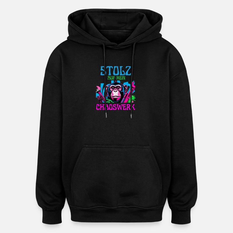 Fière de mon chaos – DIY Monkey - Sweat à capuche oversize unisexe - noir