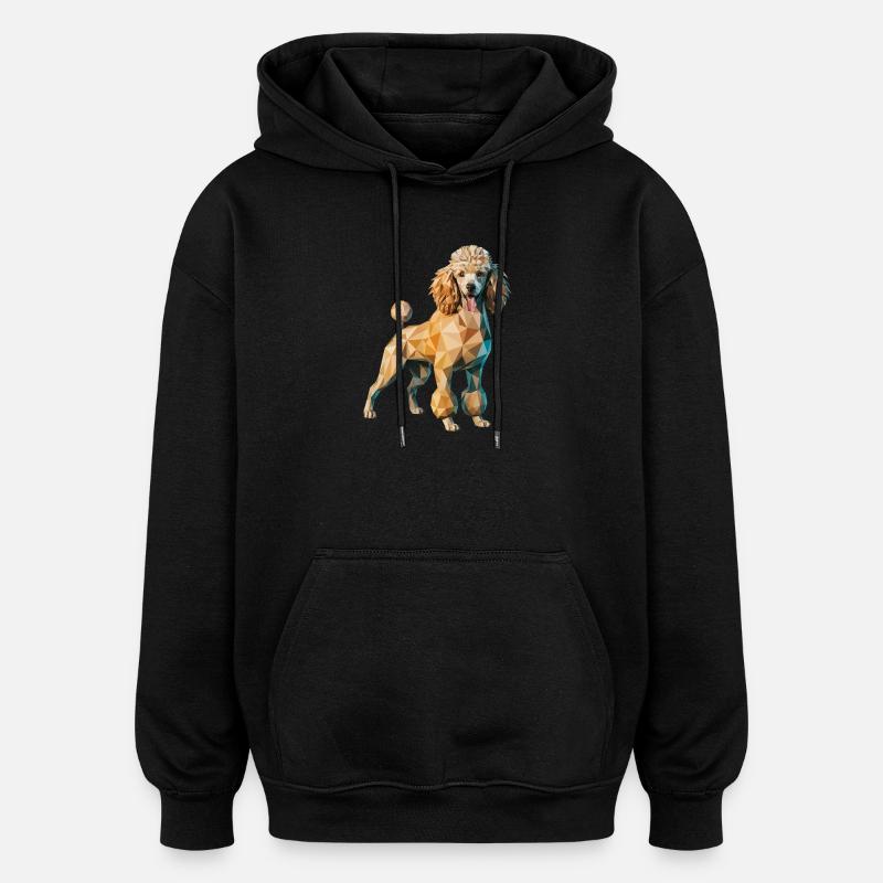 Caniche - Logo Low Poly cool - Sweat à capuche oversize unisexe - noir