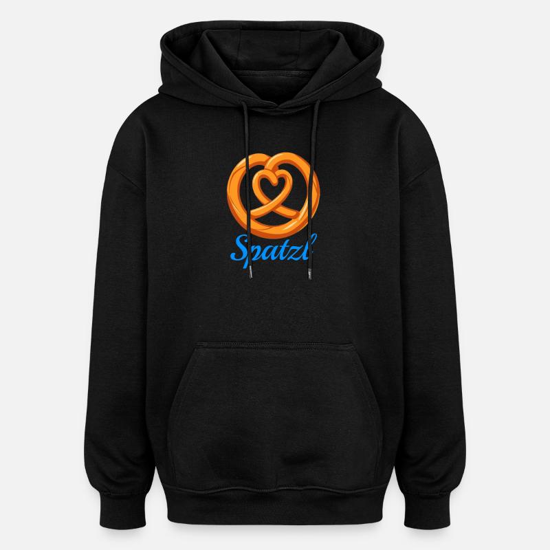 Spatzl Bretzel - Sweat à capuche oversize unisexe - noir