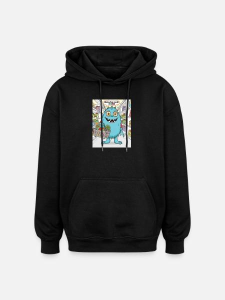 Einkaufsmonster Cartoonstil - Oversized Unisex Hoodie - Schwarz