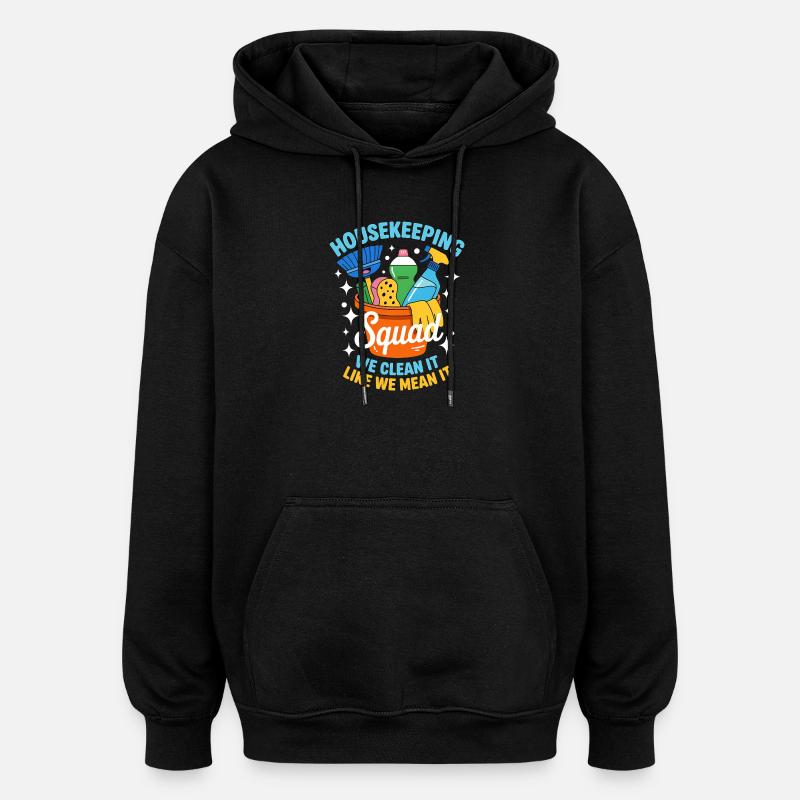 Conception de nettoyage amusante - Sweat à capuche oversize unisexe - noir