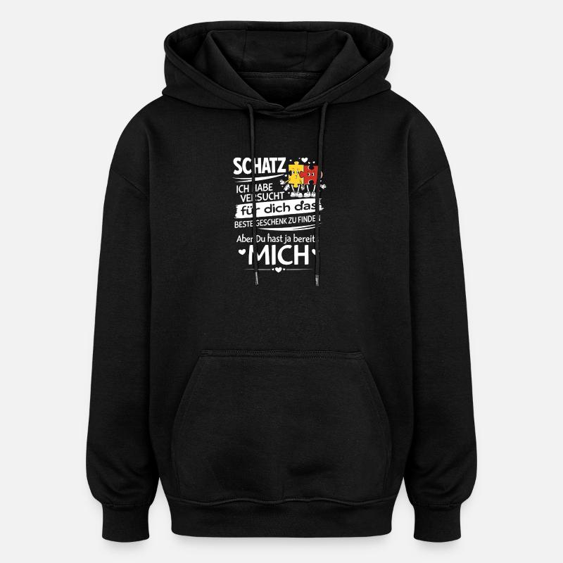Schatz Geschenk Spruch Puzzleherz - Oversized Unisex Hoodie - Schwarz