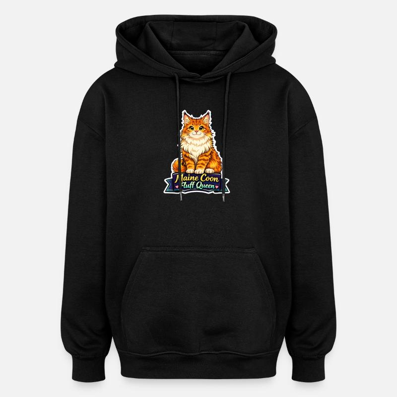Maine Coon Fluff Queen Katze Design - Oversized Unisex Hoodie - Schwarz