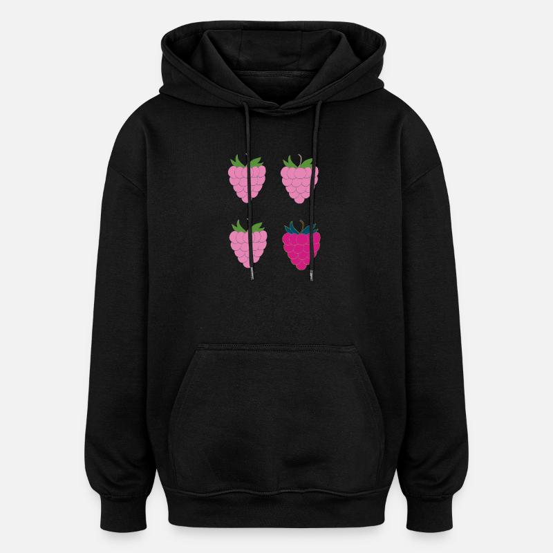 Double Raspberry Pop Art - Oversized Unisex Hoodie - black