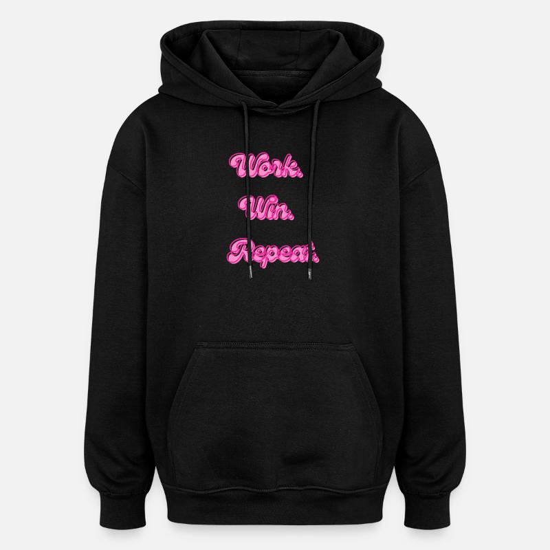 Work Win reprend Retro Neon - Sweat à capuche oversize unisexe - noir
