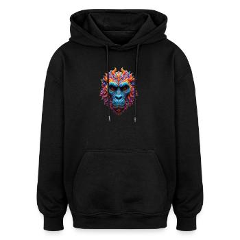 Lebendiger Flammen-Gorilla - Oversized Unisex Hoodie - Schwarz - Vorne - Noah (186cm)