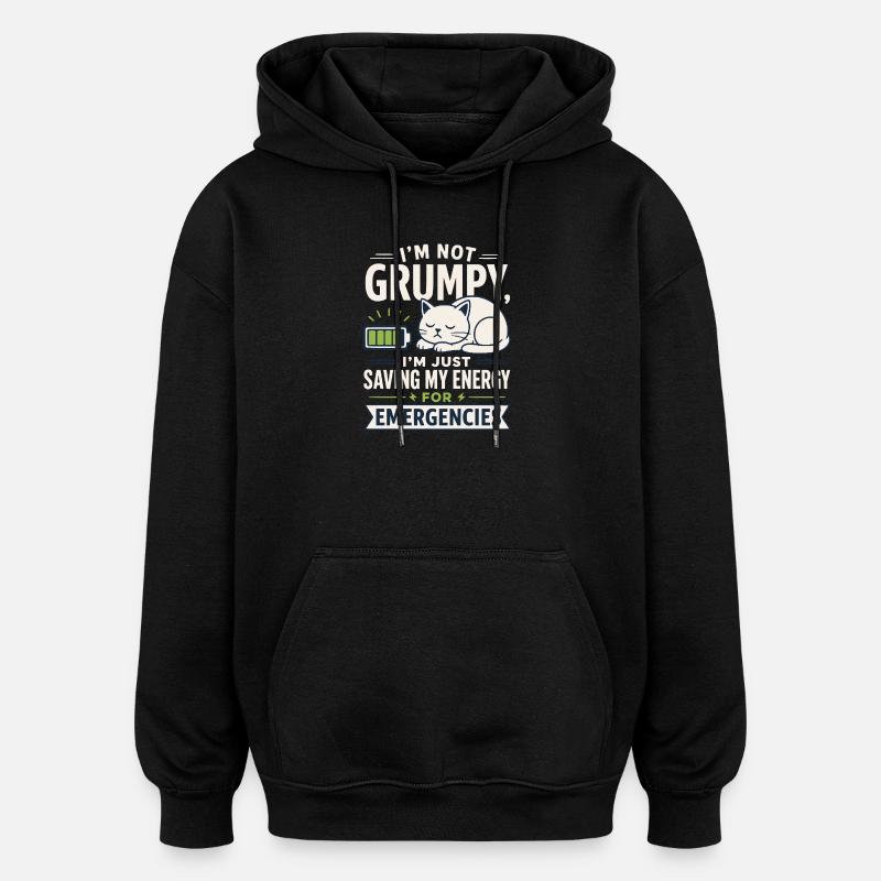 Katzenenergie fürs Notfall - Oversized Unisex Hoodie - Schwarz