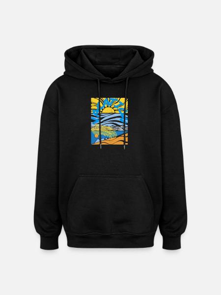 Feriesol Havsand Vintage-stil - Oversize unisex hoodie - sort