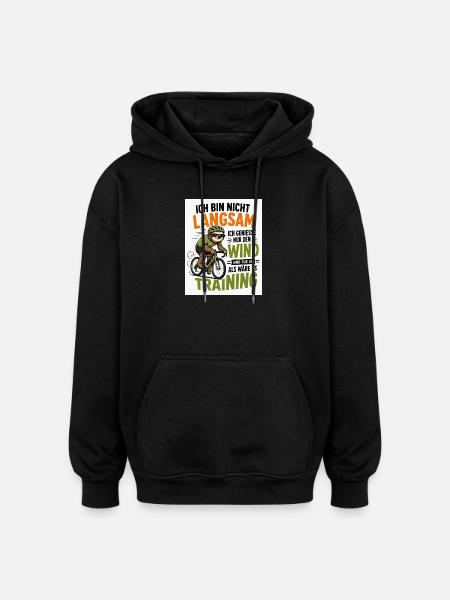Faultier auf Fahrrad - Oversized Unisex Hoodie - Schwarz