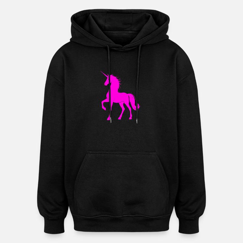 Licorne - Sweat à capuche oversize unisexe - noir