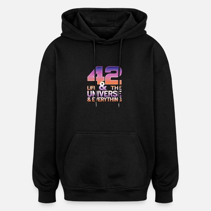 Life Universe Everything 42 réponses - Sweat à capuche oversize unisexe - noir