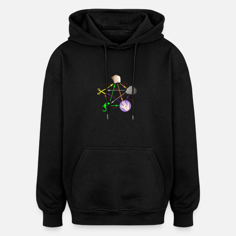 Schere Stein Papier Echse Spock - Oversized Unisex Hoodie - Schwarz