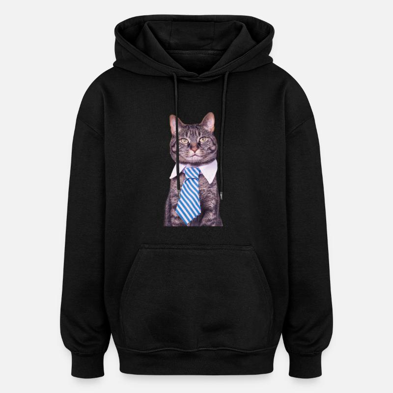 Chat de bureau - Sweat à capuche oversize unisexe - noir