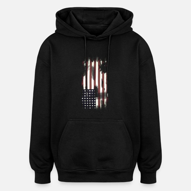 Drapeau USA - Sweat à capuche oversize unisexe - noir