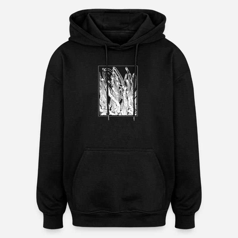 Anémone - Sweat à capuche oversize unisexe - noir