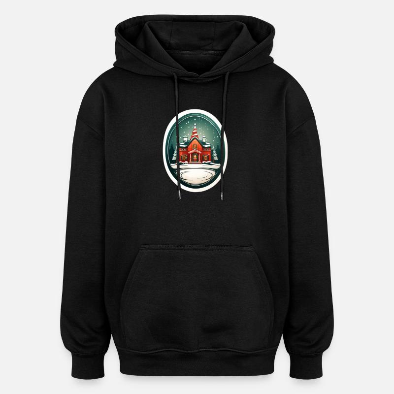 Cabane de Noël - Sweat à capuche oversize unisexe - noir