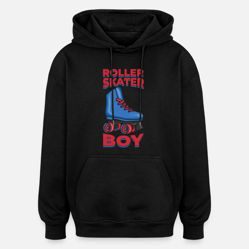Patins à roulettes garçon - Sweat à capuche oversize unisexe - noir