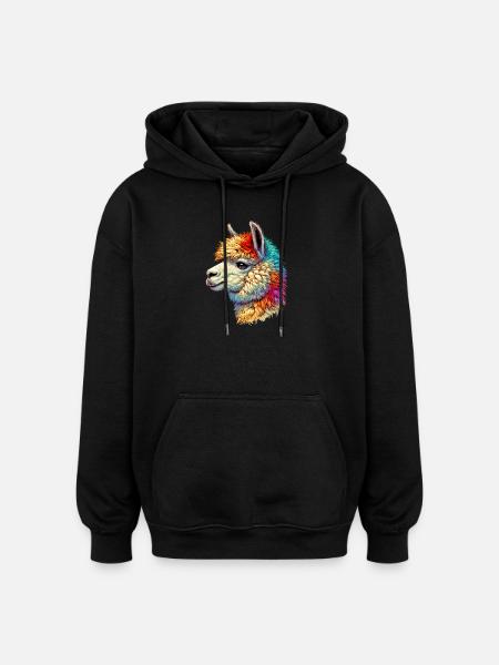 Alpaca - Oversized Unisex Hoodie - black