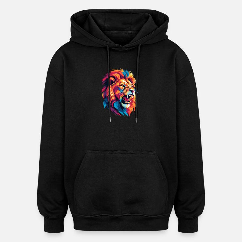 Mehrfarbiger Löwe - Oversized Unisex Hoodie - Schwarz