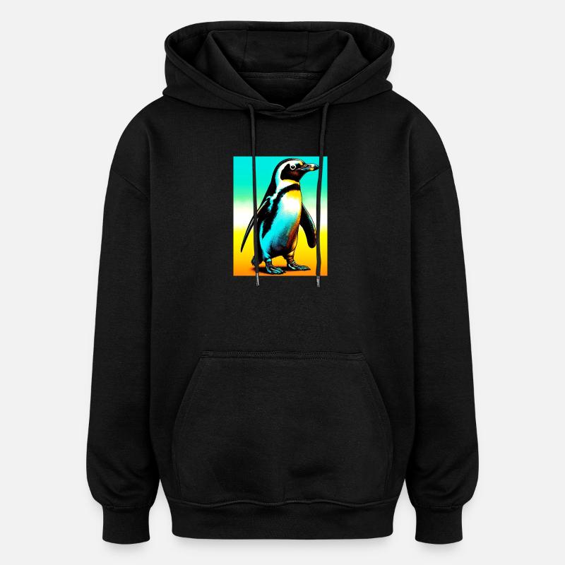 pingouin - Sweat à capuche oversize unisexe - noir