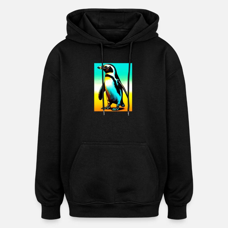 pingouin - Sweat à capuche oversize unisexe - noir