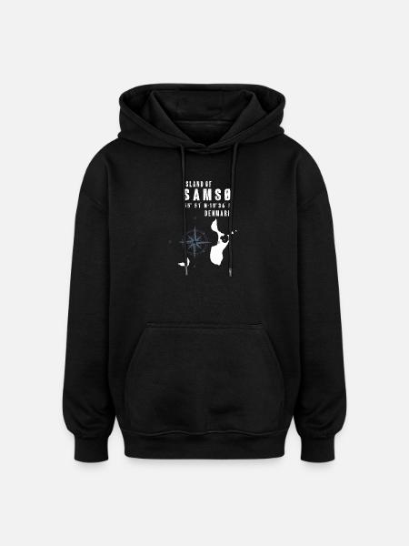 Samsø Samsoe Island Outline Compass - Oversized Unisex Hoodie - black