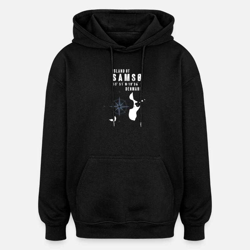 Samsø Samsoe Inselumriss Kompass - Oversized Unisex Hoodie - Schwarz