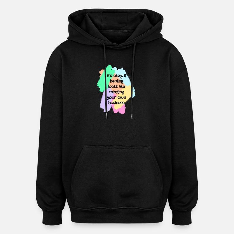 Healing Boundaries Slogan - Sweat à capuche oversize unisexe - noir