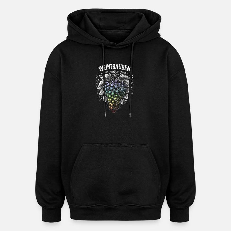 Weintrauben Regenbogen Motiv - Oversized Unisex Hoodie - Schwarz