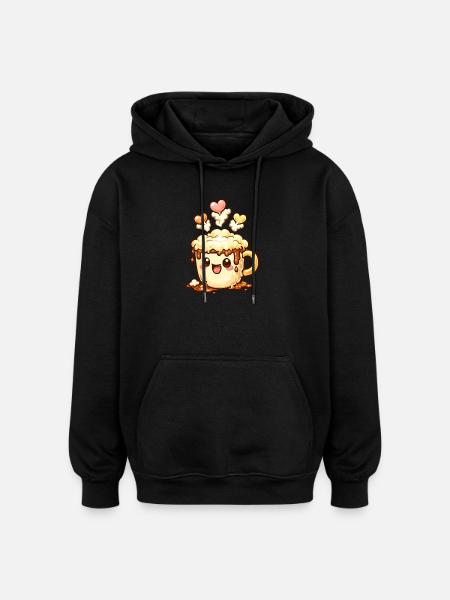 Coffee Smile Latte Mug Heart - Oversized Unisex Hoodie - black