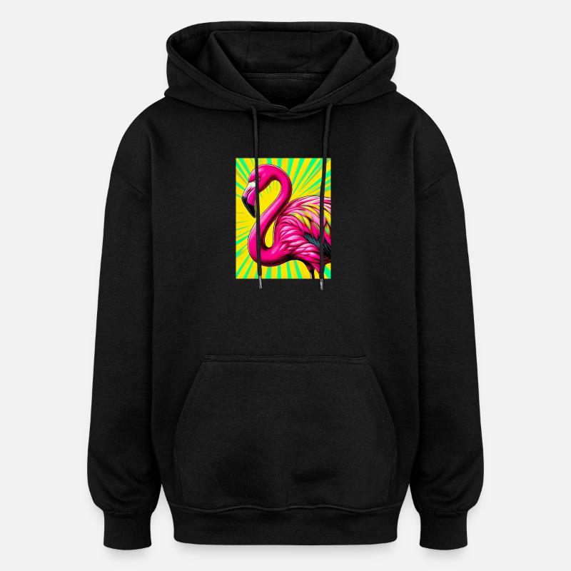 Flamant - Sweat à capuche oversize unisexe - noir