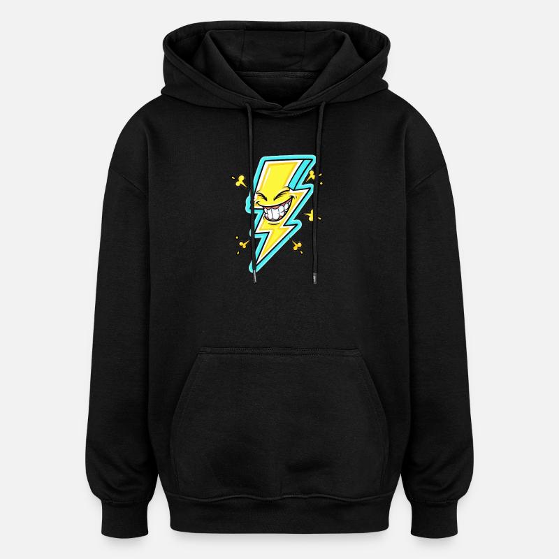 Lachender Blitz Cartoon - Oversized Unisex Hoodie - Schwarz