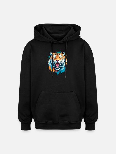 Tiger - Oversized Unisex Hoodie - Schwarz