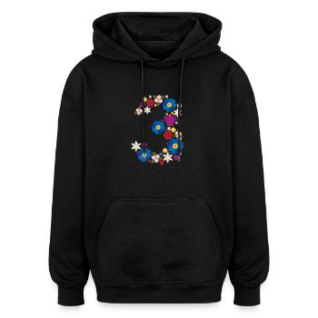 Fleurs 3 - Sweat à capuche oversize unisexe - noir - Devant - Noah (186cm)